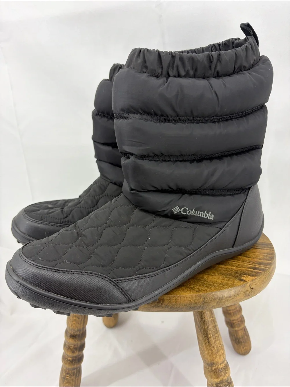 Columbia Womens Minx Slip IV Black Omni-heat Insulated Winter Puffer Boots, 11